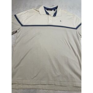 Tackle &‎ Tides Men's XXL Polo Shirt Cream Blue Trim Casual Cotton Blend